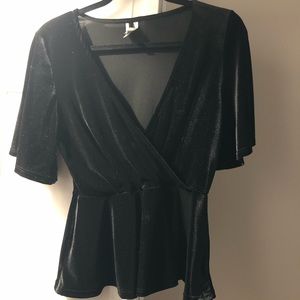 Tops - Velvet Peplum Top Tops - Velvet Peplum Top